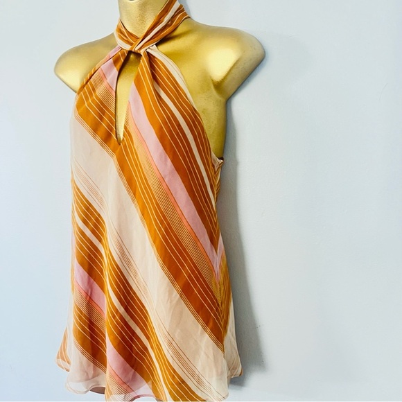 Joie Silk Striped Halter Top Blouse Women’s Small Brown Pink Orange Boho Chic - Picture 6 of 8